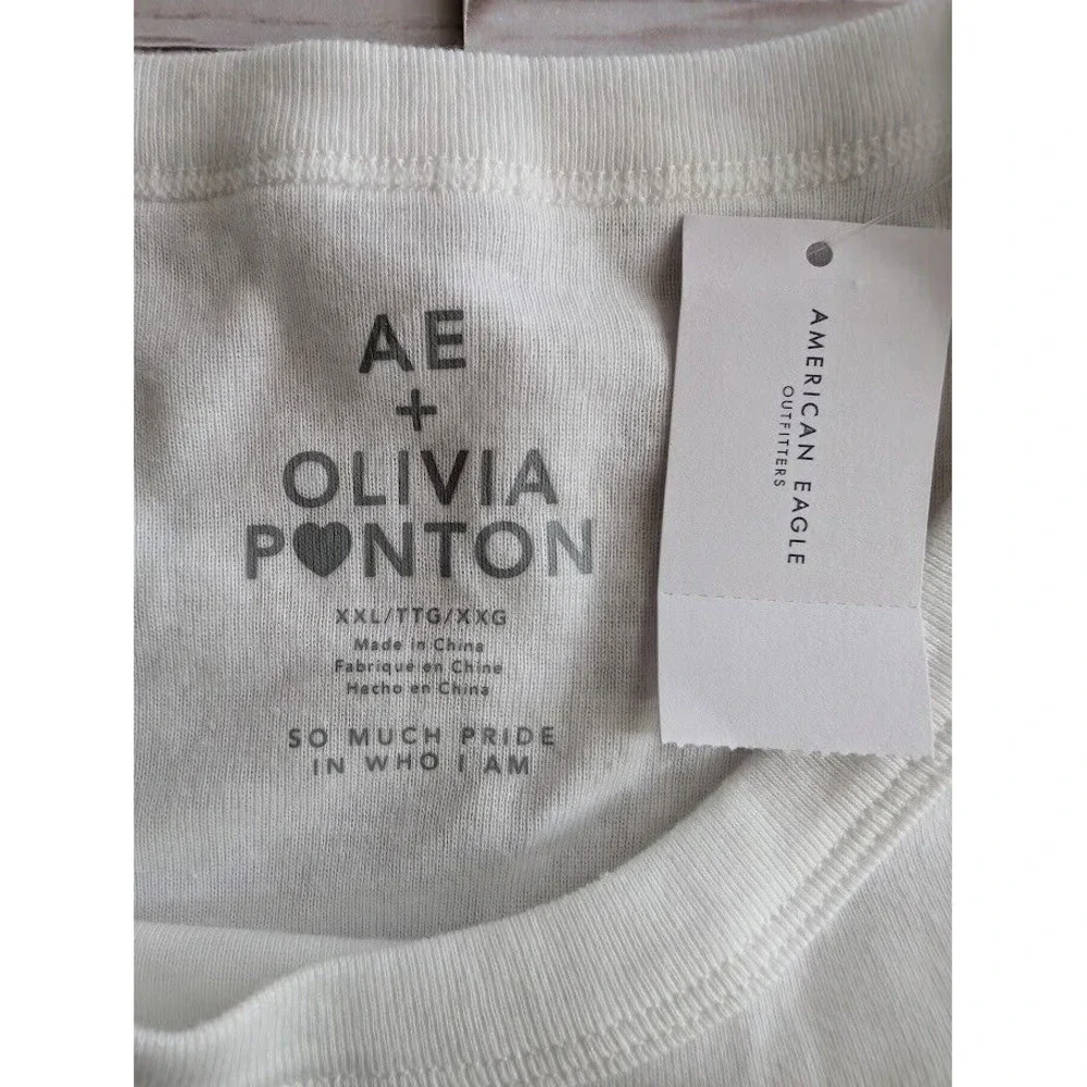 American Eagle‎ Olivia Ponton Size Juniors XXL White Multicolor Graphic Top NWT - Picture 2 of 7
